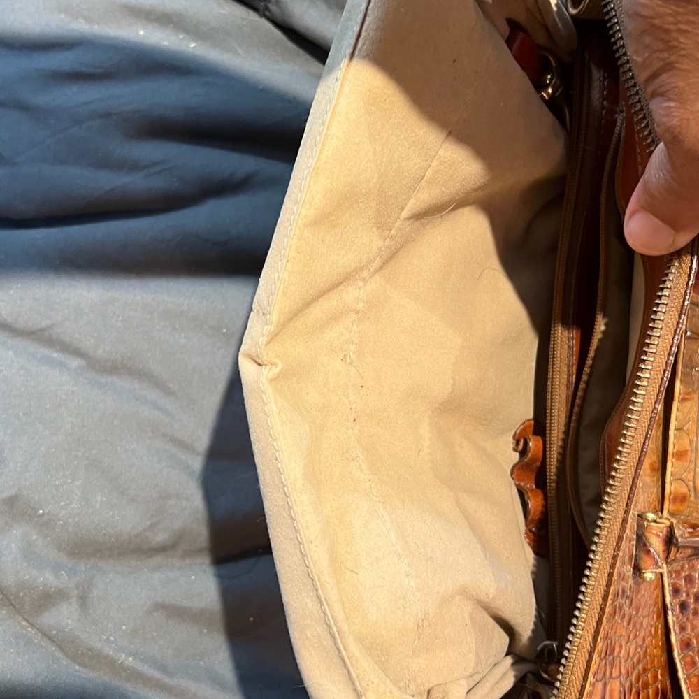Brahmin Tan Crocodile-Embossed Satchel - Picture 8 of 9